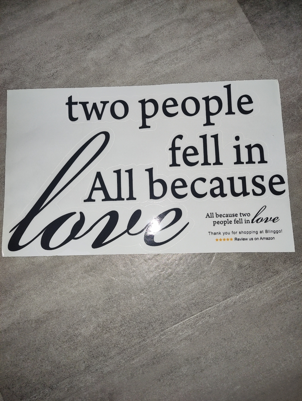 All Because Two People Fell in Love Wall Decal Black Vinyl Quote Home Decor Nurs